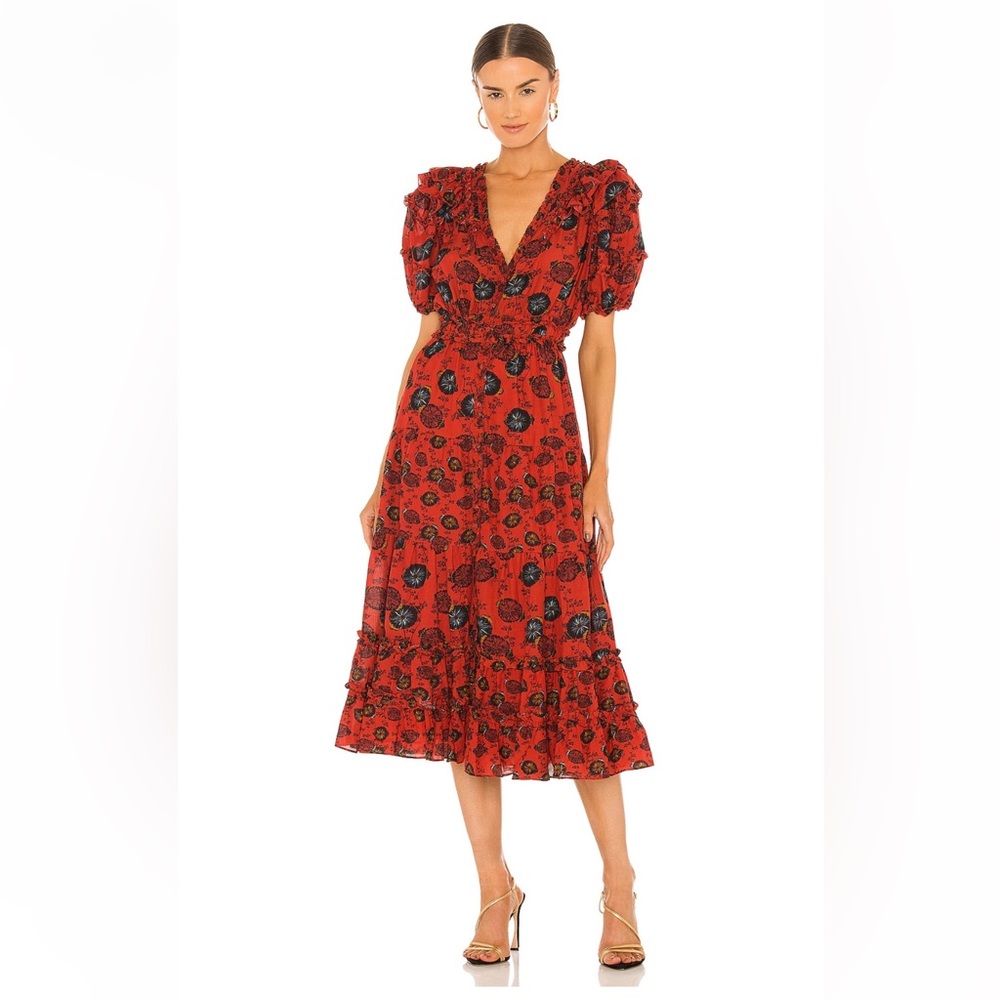Ulla Johnson - Irvette Dress - Poppy Floral - puff sleeve- smocked bodice NWT